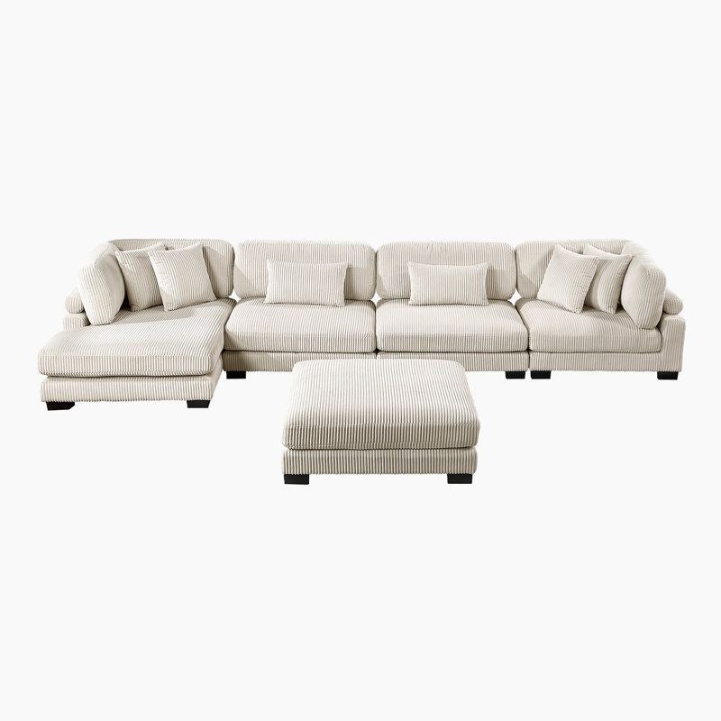 Hulett Modern & Contemporary 4-Piece Modular Sectional Sofa - Reversible Chaise for Flexible Layout, Reversible Cushions with Removable Covers