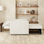 Lit gigogne convertible 3 en 1, réglable, coussins, lin haut de gamme, fauteuil-lit à structure en bois, structure blanche et en métal, idéal pour un appartement