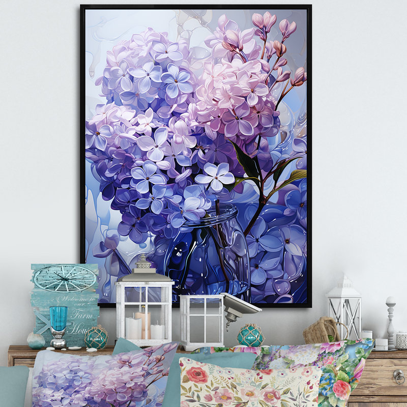 Lilacs Flow Grace - Print on Canvas, Black Floater Framed, 40" H x 30" W
