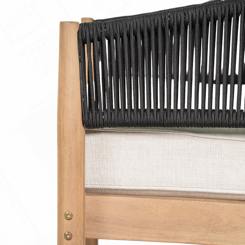 Fauteuil club d'extérieur en bois d'acacia, Noir