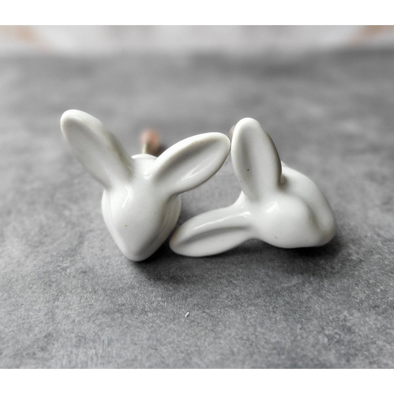 White Rabbit Ceramic Knob