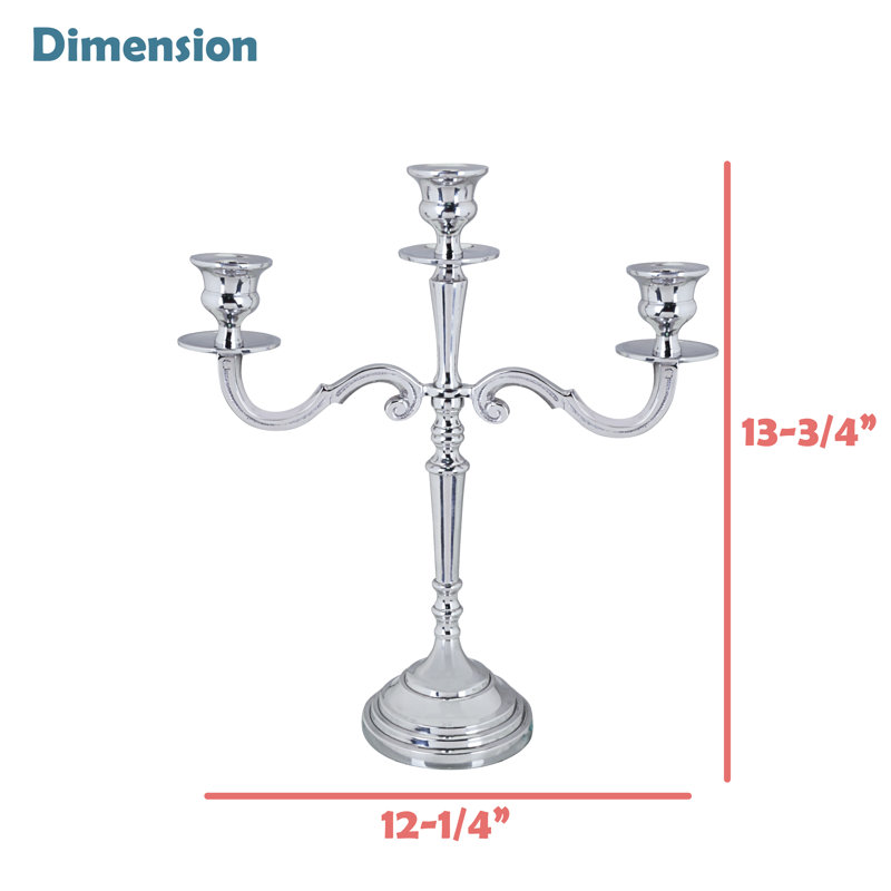 Aspen Creative 16304-11, porte-bougie massif en aluminium nickelé, support de table décoratif pour mariage, repas, fête, décoration intérieure, L 12 1/4 po x l 4 1/4 po x H 13 3/4 po