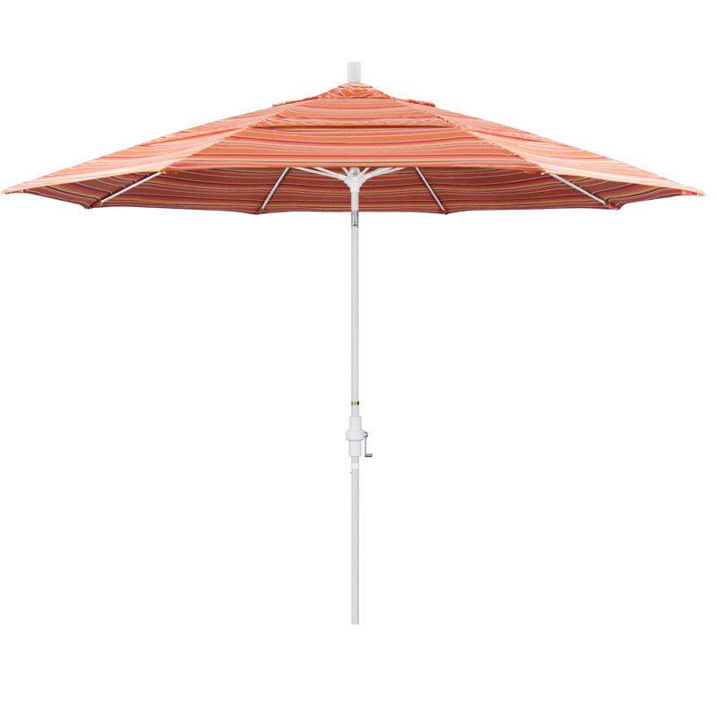 Parasol de marché 11 pi Brent, Sunbrella® mangue rayé Dolce, H 102 po x l 132 po x P 132 po, Blanc mat