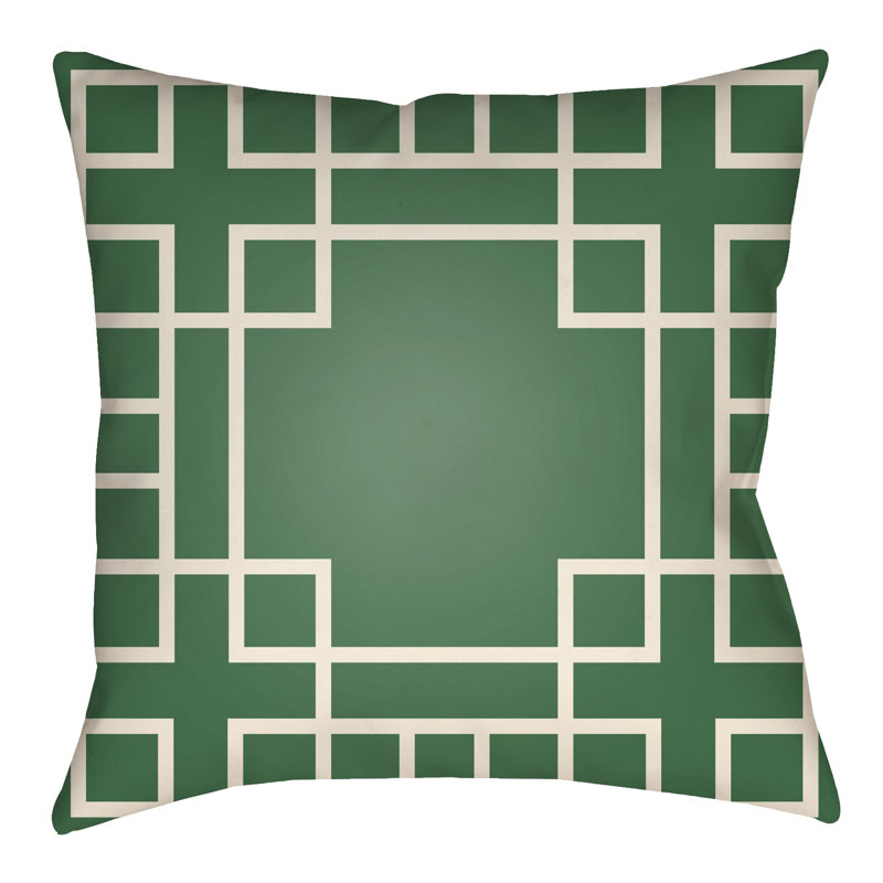 Litchfield Hanser Indoor/Outdoor Throw Pillow, 26" H x 26" W, Kelly Green/Ivory