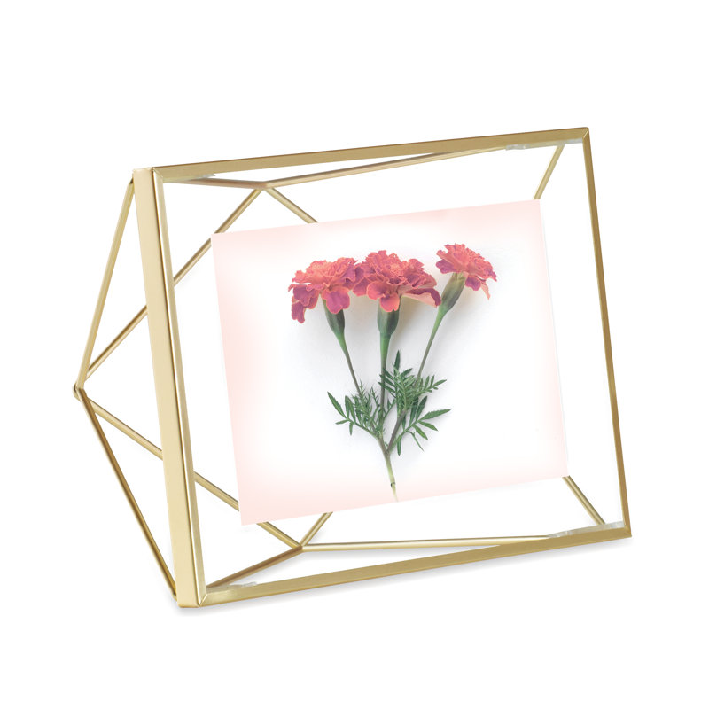 Matte Brass Geometric Floating Picture Frame, 8" x 6"