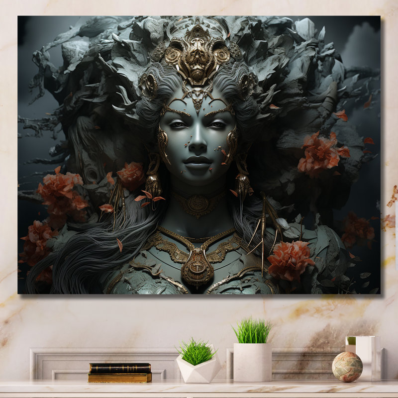 Hindou, indras, dieu II, 12" H x 20" W, Black Picture Framed