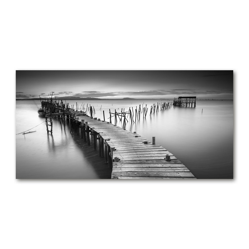 Wooden Pier - No Frame Print on Glass, 70cm H x 140cm W x 2cm D, Canvas