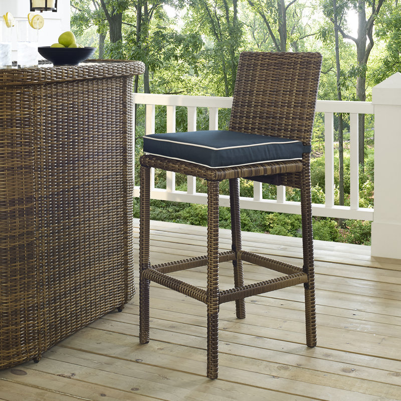 Tabouret de bar avec coussin Pranav, Bleu marine