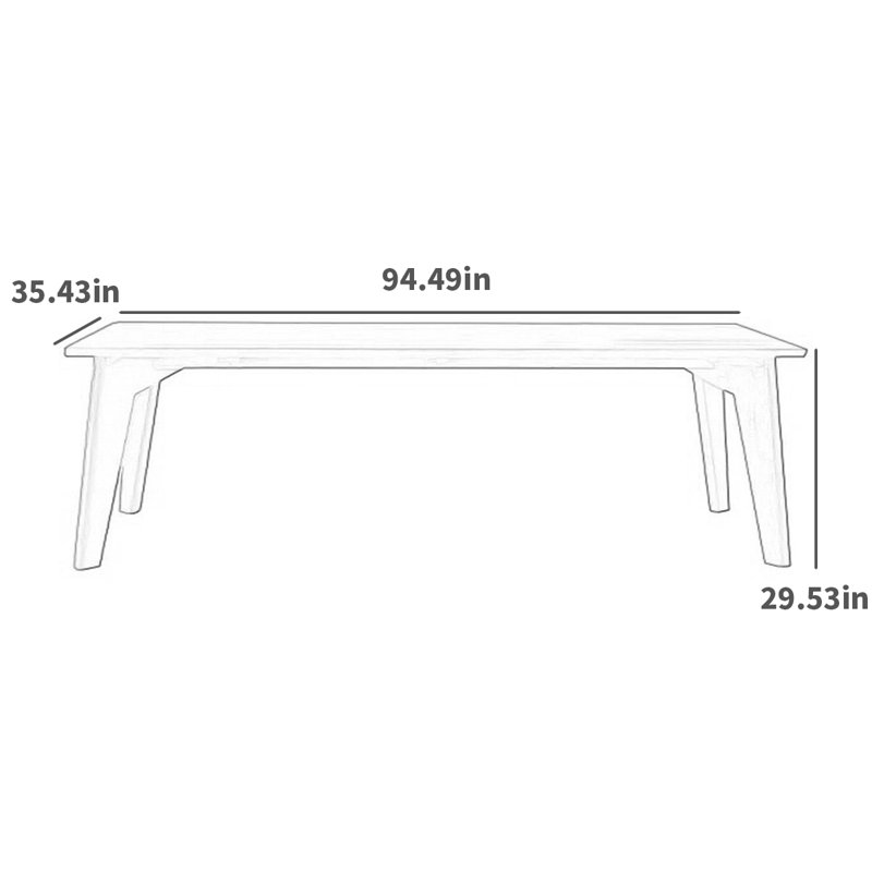 Ash Solid Wood Dining Table, 35.43" W x 94.49" L