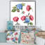 Rose rose et hortensia bleu avec feuilles - Peinture sur toile-66800661-66800670