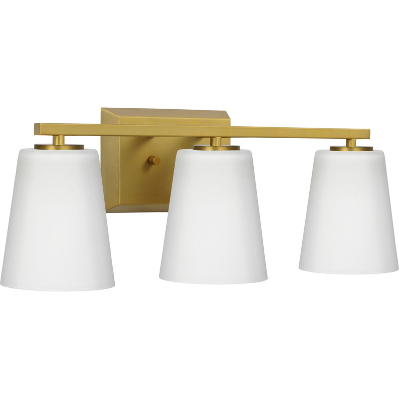 Éclairage pour meuble-lavabo à intensité variable 3 lumières Rozerin, Blanc, Or brossé