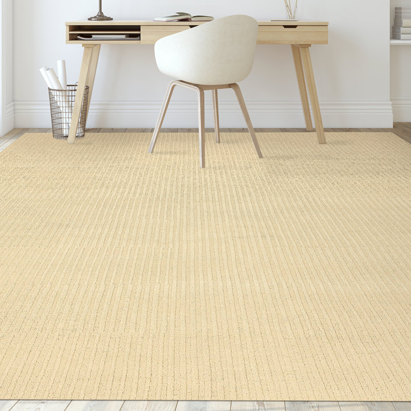 Tapis rectangulaire en laine noué à la main de couleur poudre, Rectangle 9 pi x 12 pi