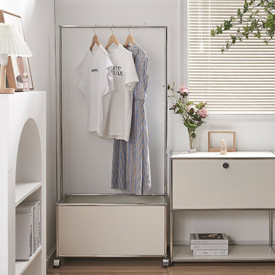 Stainless Steel Coat Rack with Bottom Cabinet