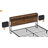 Antioch King Bed Frame with 2 Underbed Drawers, Modern Platform Bed with Charging Station & LED Light, Storage Headboard with 2 Bedside Drawers & Open Bookcase Shelves, Rustic Brown-2069068976-2069068978