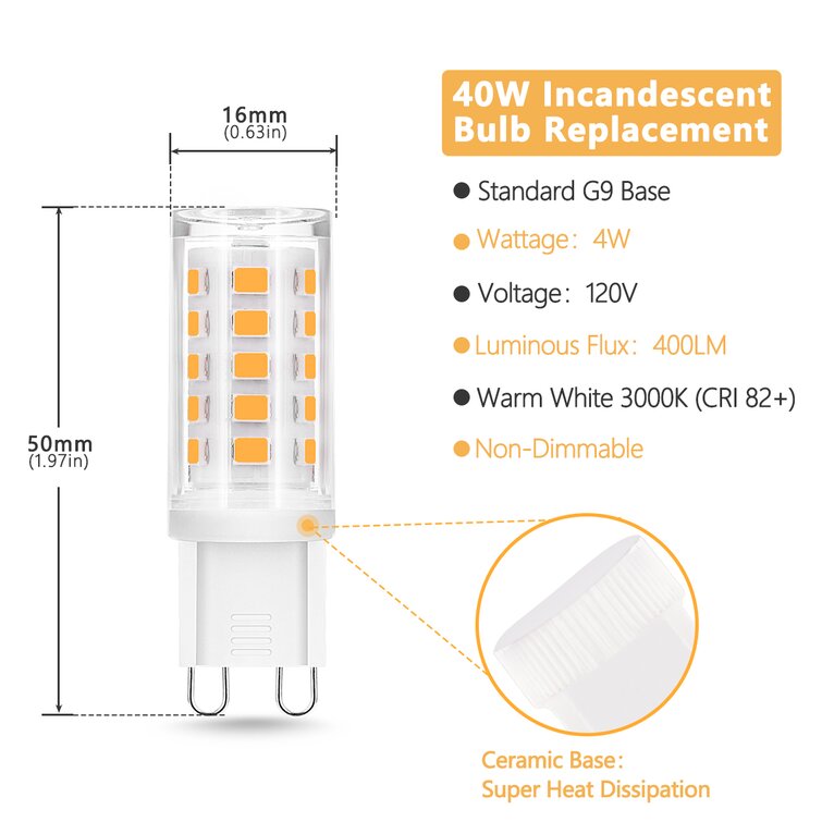 Ampoule LED dimmable g9 6w équivalent à 45w blanc naturel 4500k - RETIF