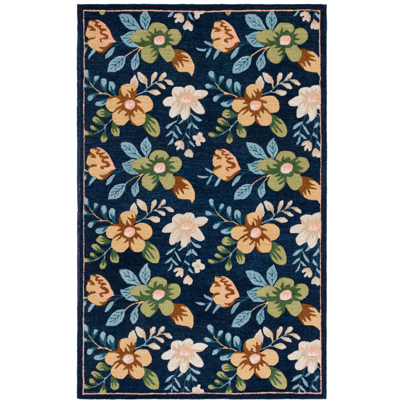Rolman Hand Tufted Wool/Cotton Performance Floral Rug in Beige/Green/Blue, Rectangle 8' x 10'