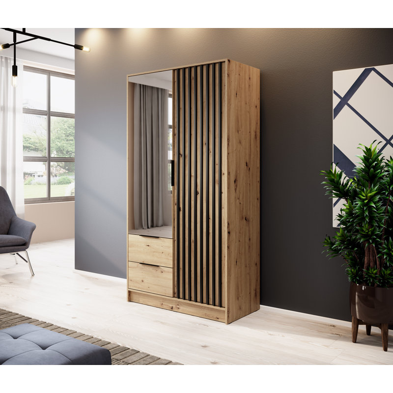 Filley 2 Door Wardrobe, Oak/Black