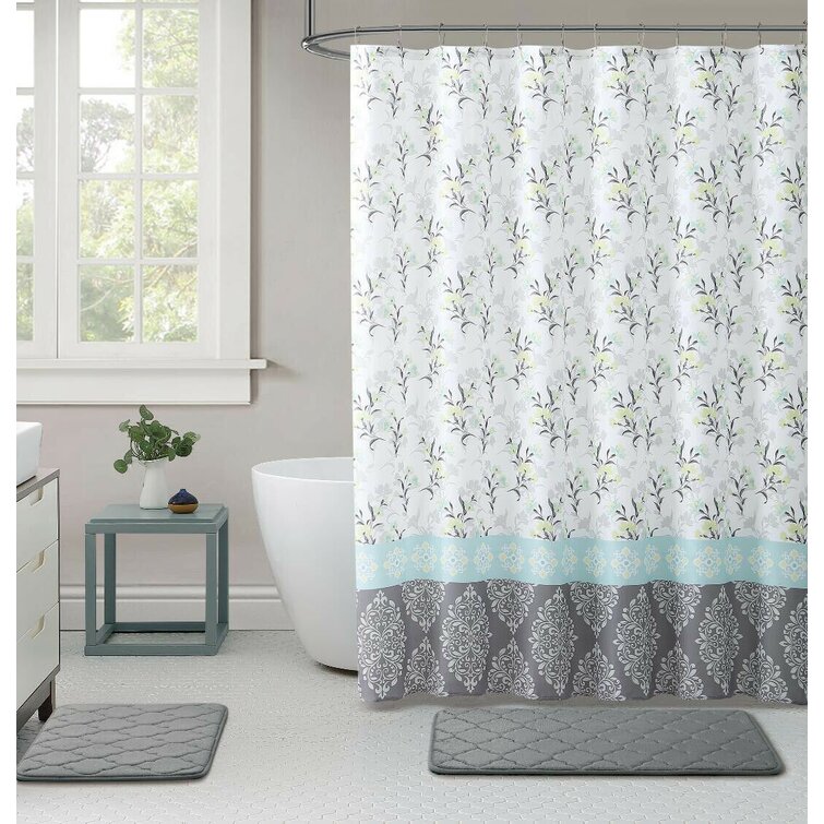 Canora Grey Celestina Yellow & Grey Damask Cherry Blossom Fabric Shower  Curtain - Wayfair Canada