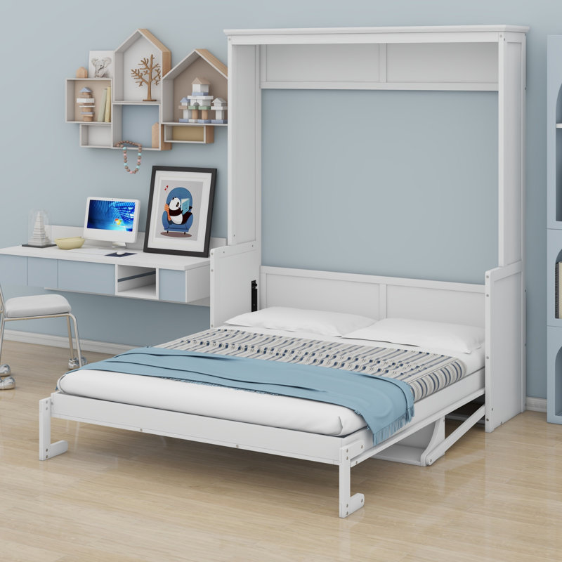 Lit escamotable avec tablette Murphy, Blanc