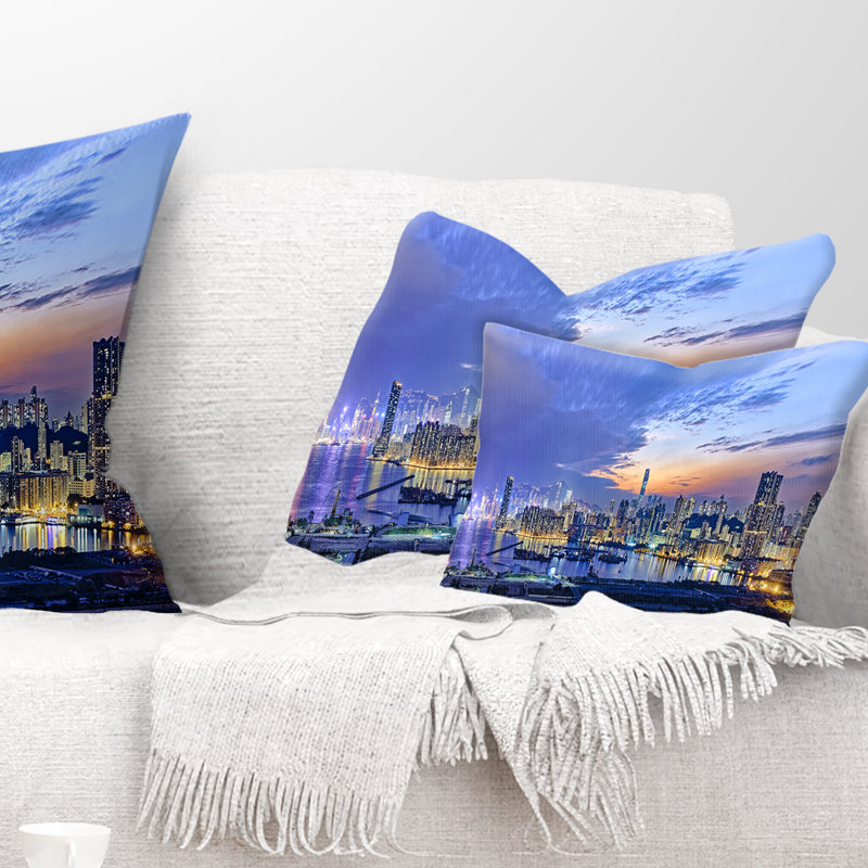 Coussin lombaire panoramique cityscape hong kong city