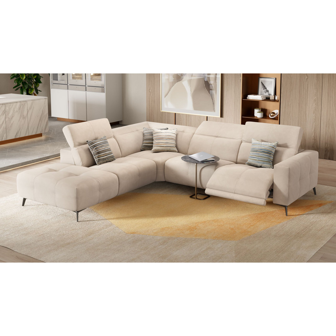 Perspections Stoff Ecksofa Coord Dunkelgrau Links mit Funktionen