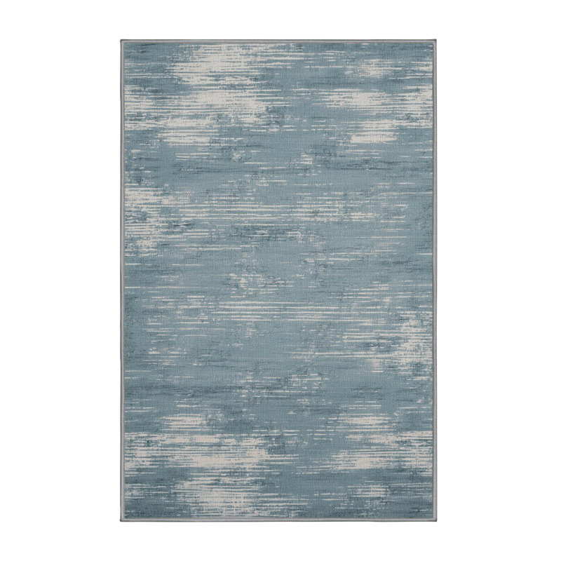 Machine Washable Abstract Gray Area Rug