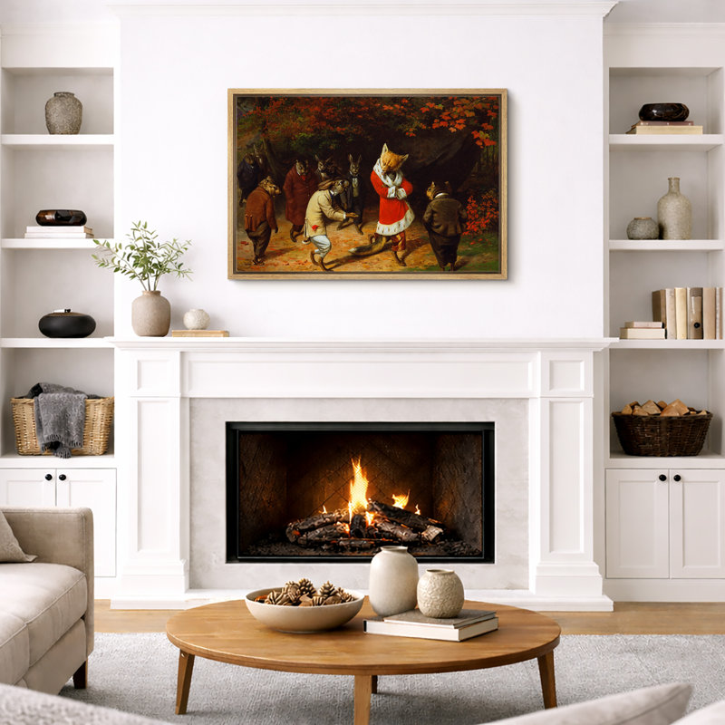 «Whimsical Anthropomorphic Animal Scene», impression sur toile encadrée, impression sur toile, Cadre flottant naturel