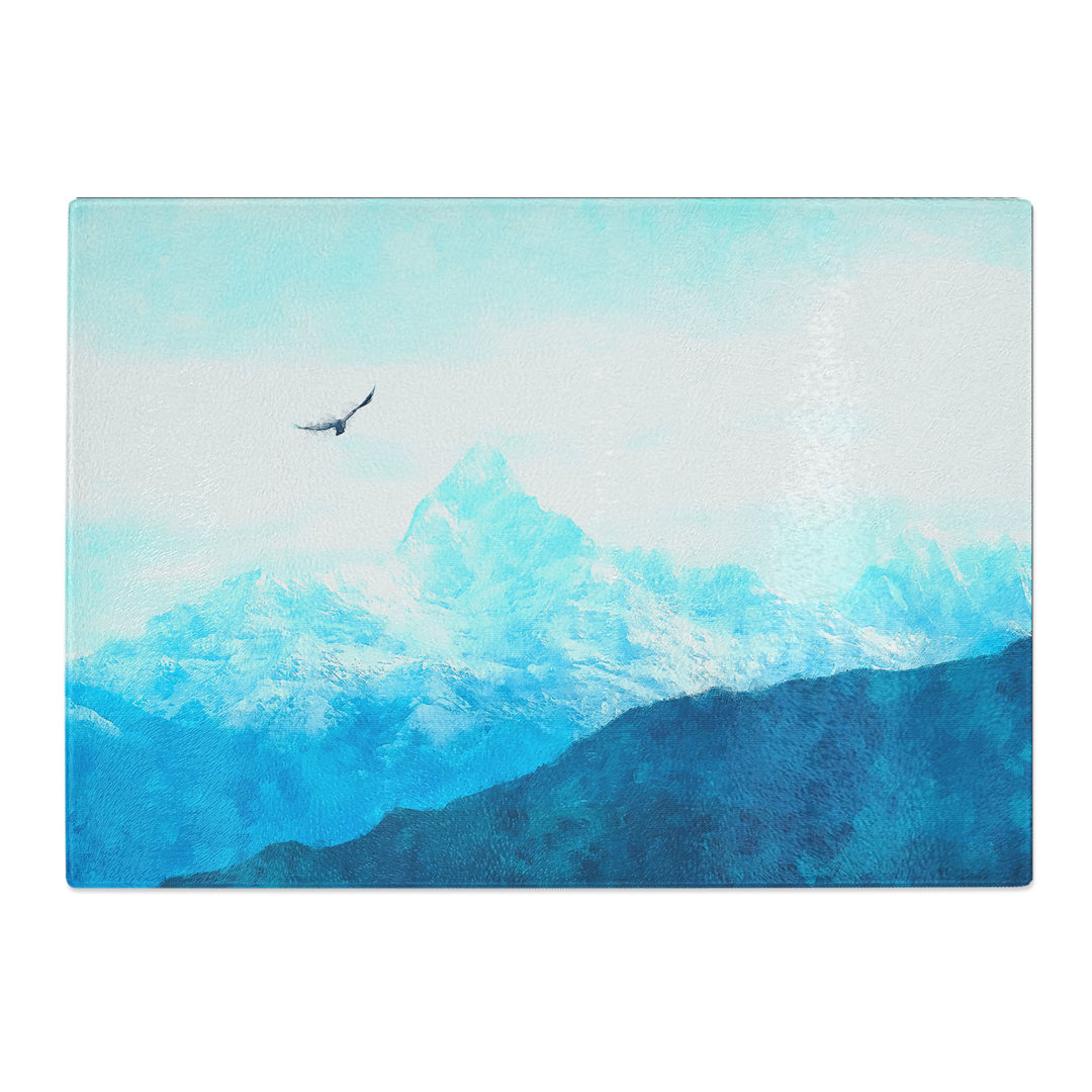 Tempered Glass Eagle Flying by Mountain in Nepal Chopping Board