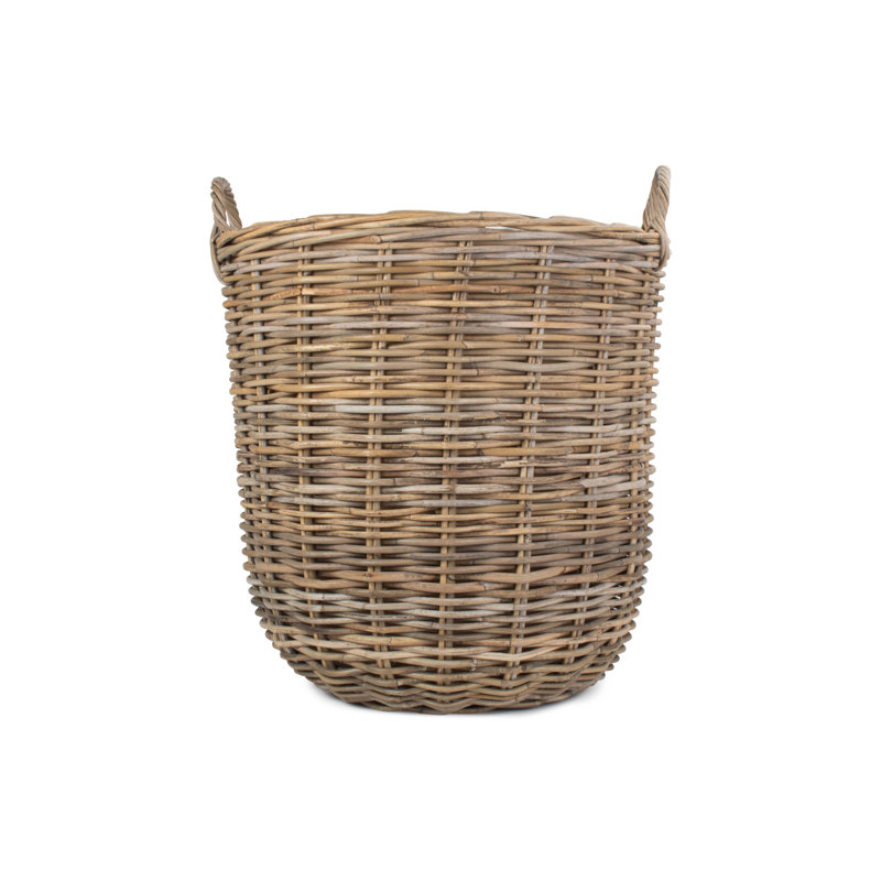 Wicker Rattan Lined Log Basket, 60 x 59 x 60