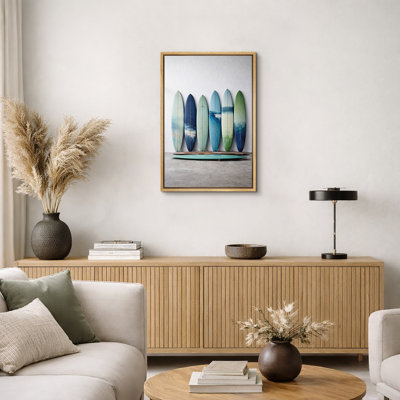 Collection de planche de surf minimaliste, images de décoration murale de plage côtière moderne, impression sur toile encadrée