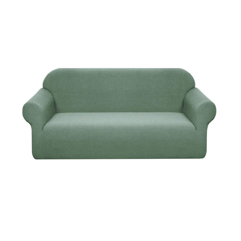 Polyester Box Cushion Sofa Slipcover, Green