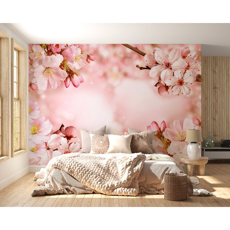 Drora Peel & Stick Wall Mural, 173" W x 124" L, Light Pink