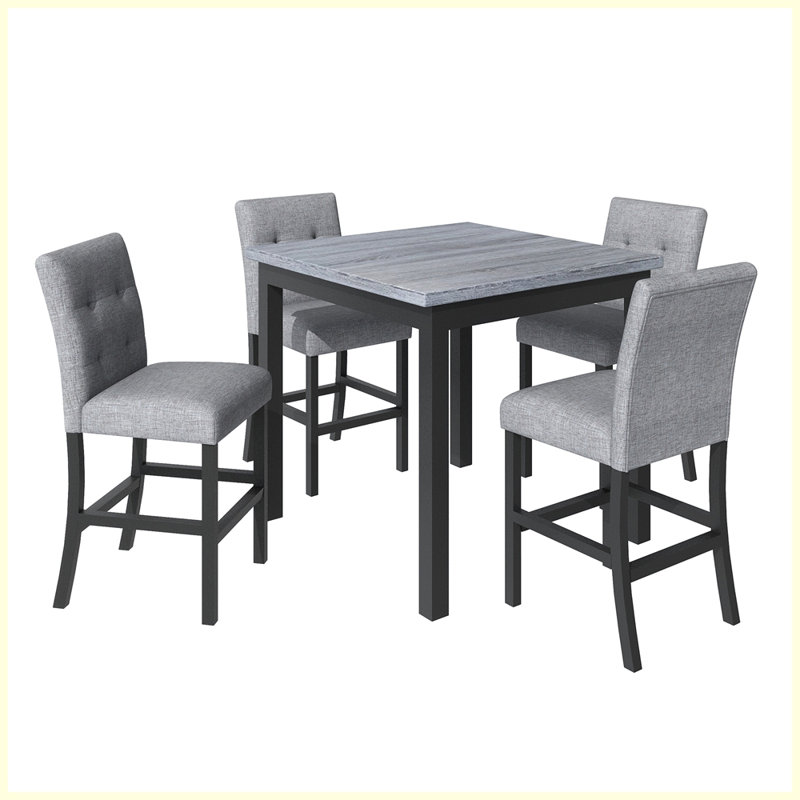 Ensemble de salle à manger à hauteur de comptoir 5 pièces avec table carrée et chaises Modern