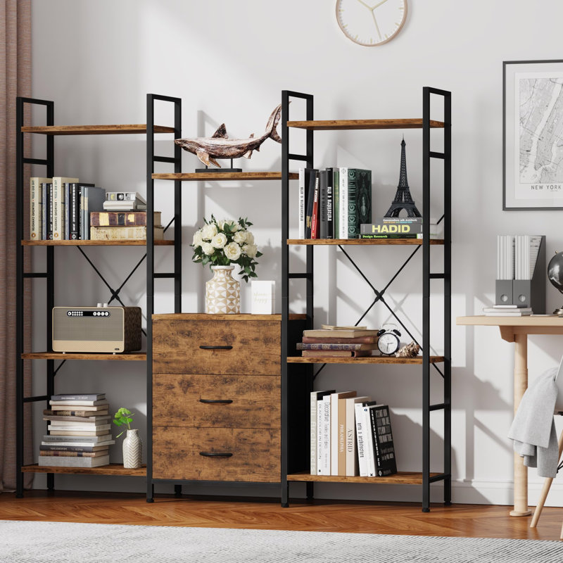 142cm H Metal Book Cabinet Bookcase, Brown