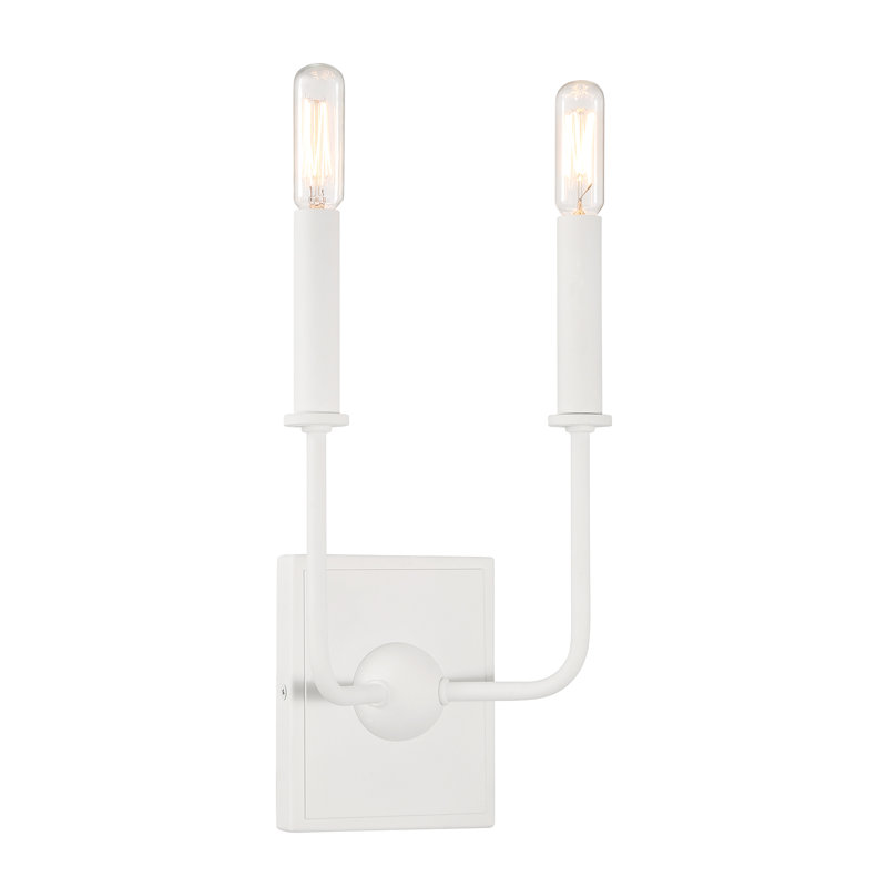 Treyvion Metal Candle Wall Light in White, White