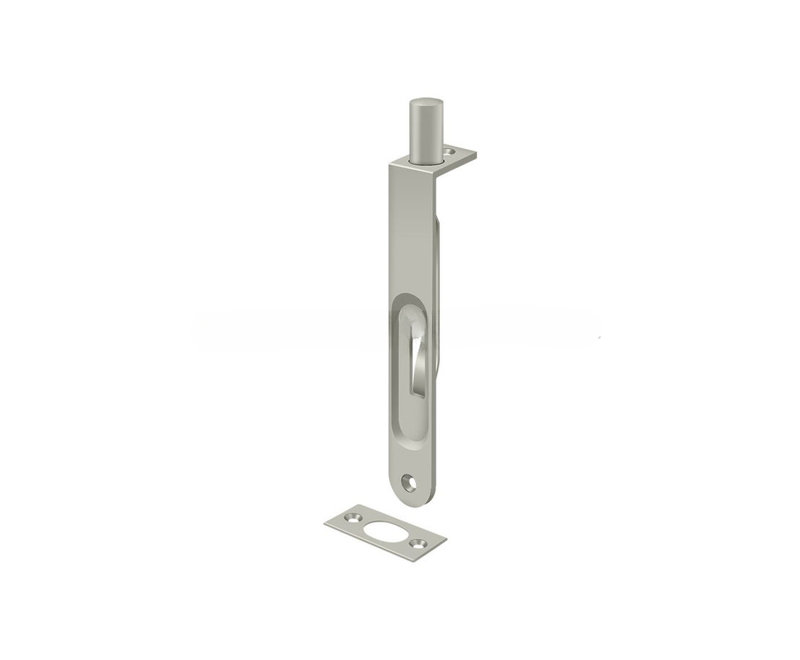 Boulon encastré 6 po Deltana 6FBR15; rond robuste; finition nickel satiné, Nickel satiné