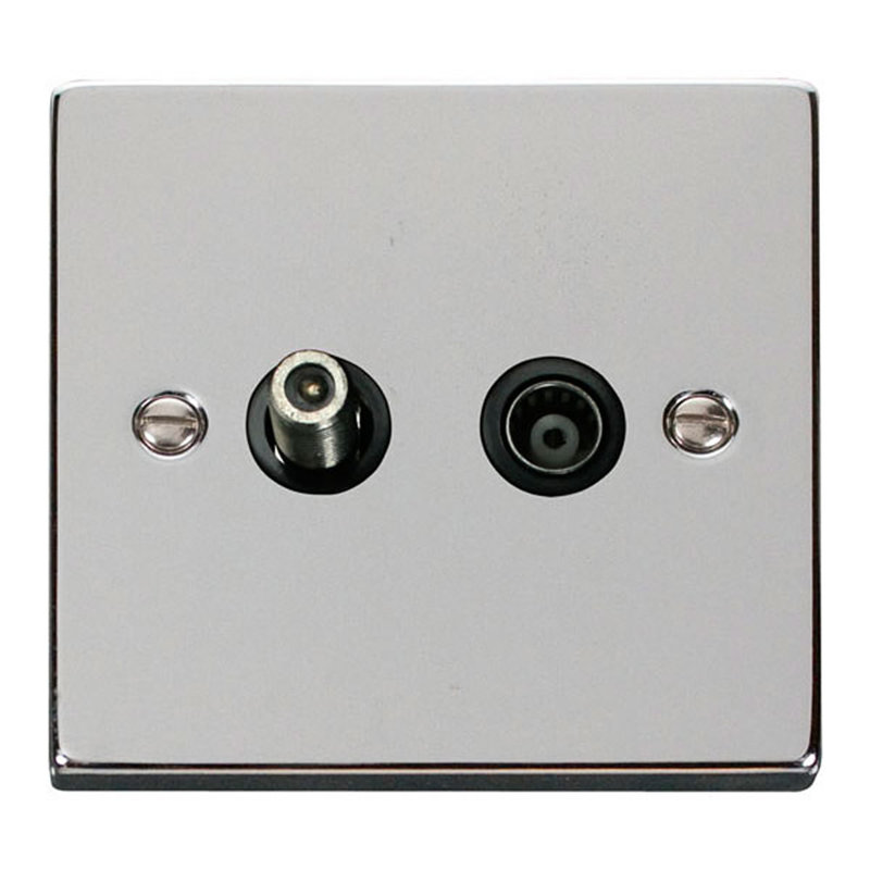 Polished Chrome Satellite & Coaxial Socket 1 Gang