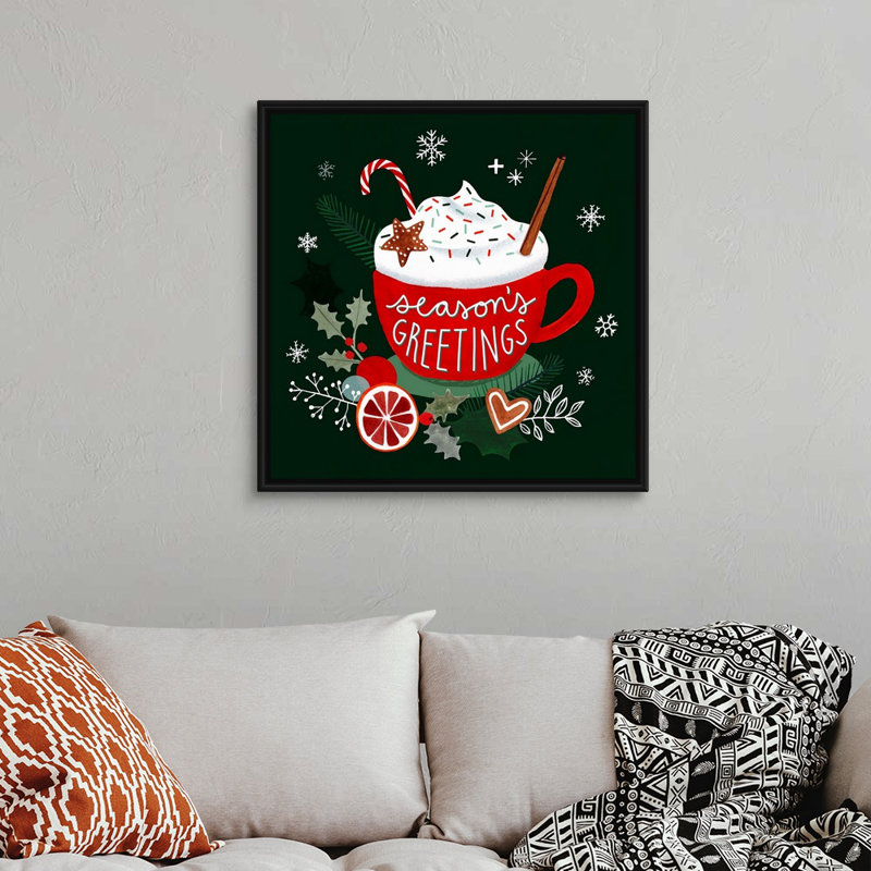 «Christmas Comforts I» par Victoria Borges - reproduction d'art textuel sur toile, H 32 po x l 32 po x P 1,75 po, Cadre noir
