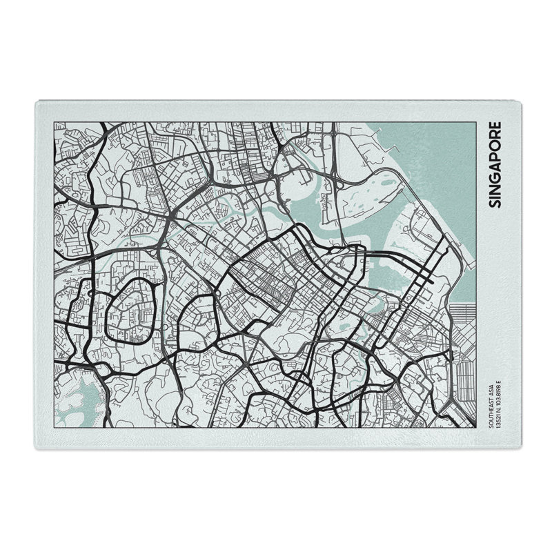 Map Singapore Asia Chopping Board, 20cm W x 28.5cm L