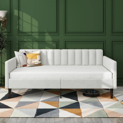 Broward 78.7"L Twin Daybed, Boucle Upholstered Daybed With Sturdy Metal Frame by Latitude Run