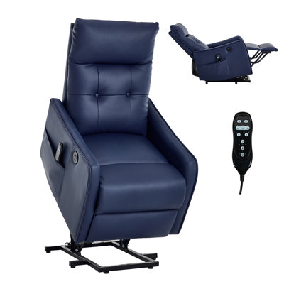 Fauteuil inclinable à un seul moteur avec massage et chaleur pour personnes âgées, mécanisme de mouvement robuste et un port USB pour le chargement, angle d'inclinaison maximal de 155 °
