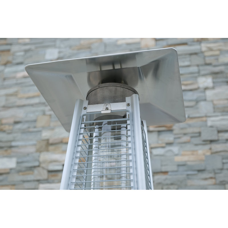48000 Btu Pyramid Patio Heater For Outdoor Double Layer Stainless Steel Burner Triple Protection System Quartz Glass Tube Propane Heater For Home & Commerical Black