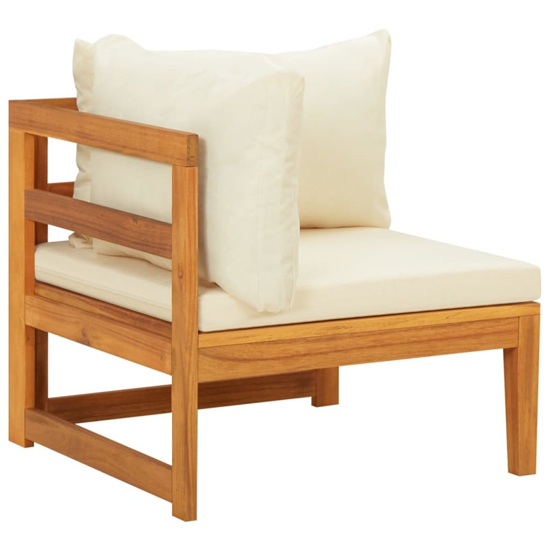Ensemble de salon de jardin 3 pièces en bois d'acacia massif blanc crème, Crème
