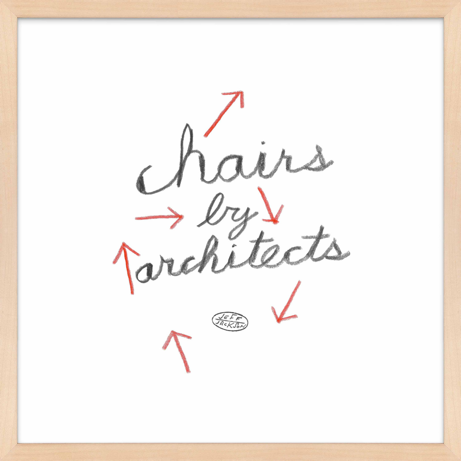 Alvord "Chairs by Architects" Print, 20" H x 20" W x 1.25" D, Maple Single Structure Framed Paper