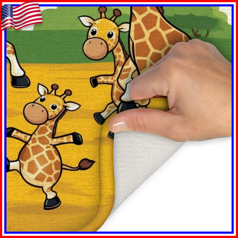 Tapis de bain girafes jouant au soccer, L 34 po x L 21 po