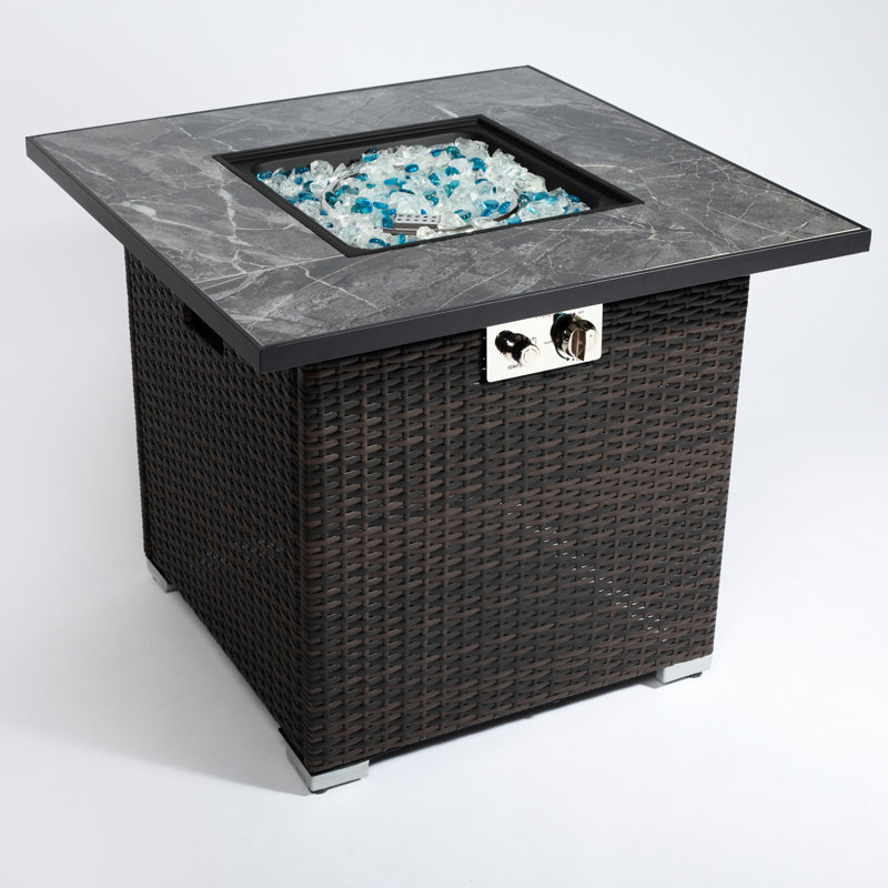30Inch Propane Gas Fire Pit Table, 40000Btu Flame, Dark Brown Exterior, Ceramic Tile Tabletop, Steel Frame, Comes With Rain Cover Outdoor Table Propane, 30Inch, Heat Release Capacity Superiority, ,