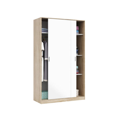 Casonja Cloakroom, Bedroom Wardrobe With 2 Sliding Doors, 3 Shelves And Clothes Hanger Bar, 120X50H200 Cm