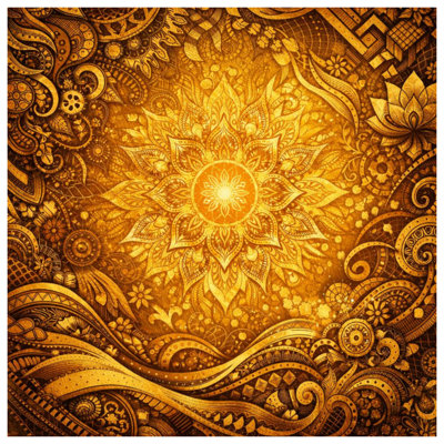 Intricate Golden Mandala Wall Tapestry - Mandala Wall Decor
