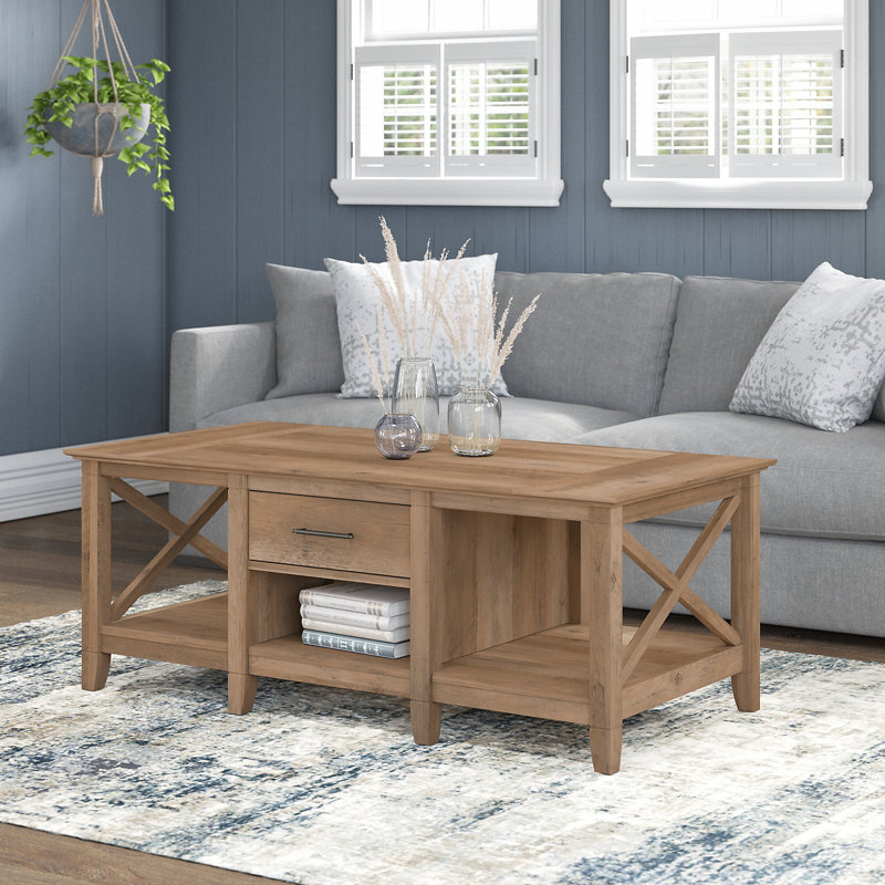 Table basse avec rangement Huckins, Pin récupéré