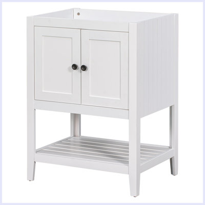 Armoire de rangement moderne pour salle de bain avec portes et tablette ouverte